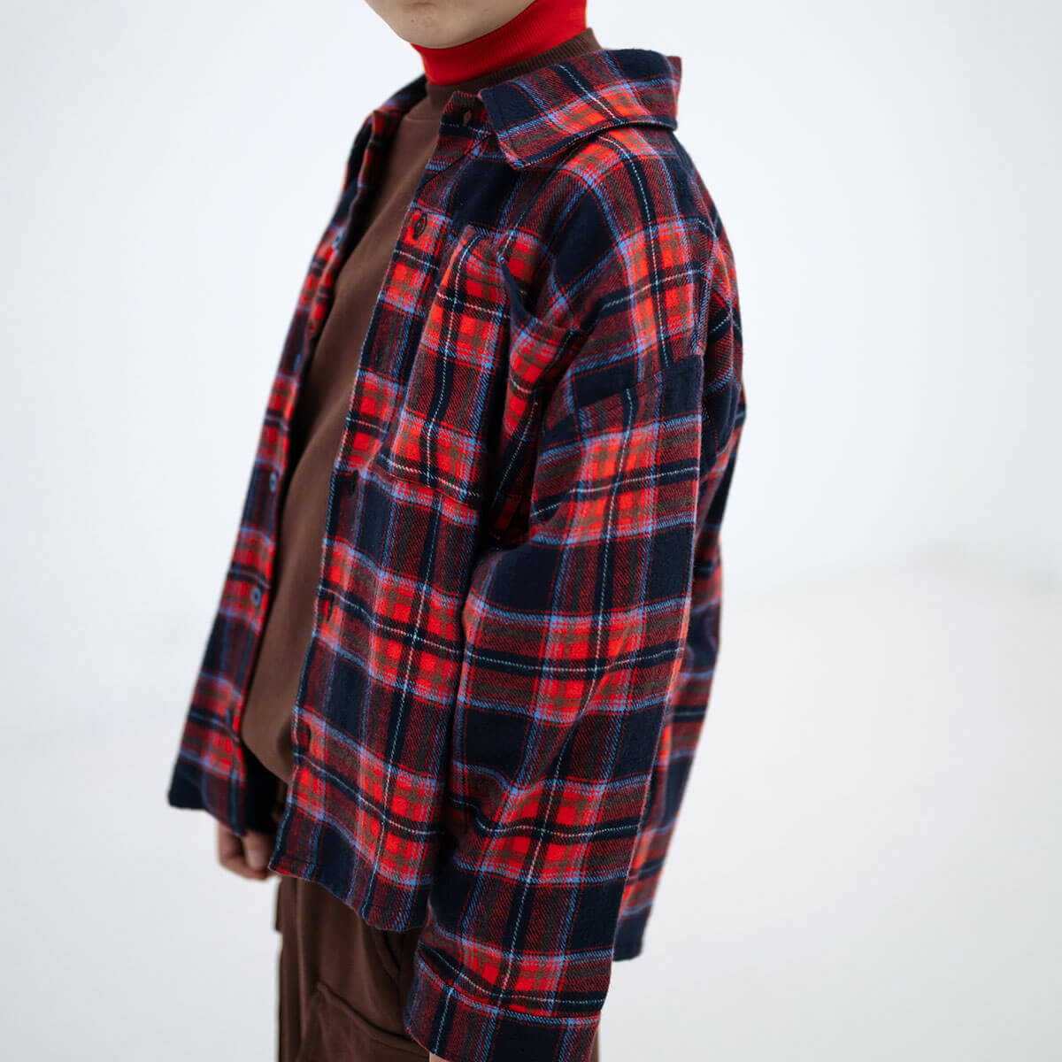 Button Down Shirt in Firecracker Horizon Check by Repose AMS