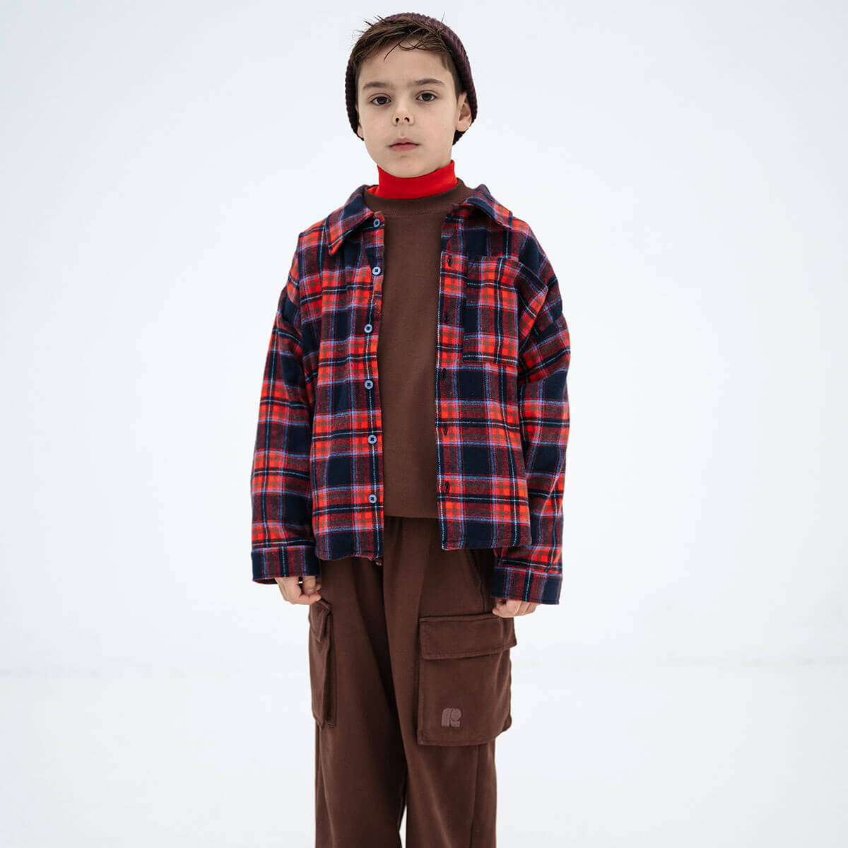 Button Down Shirt in Firecracker Horizon Check by Repose AMS