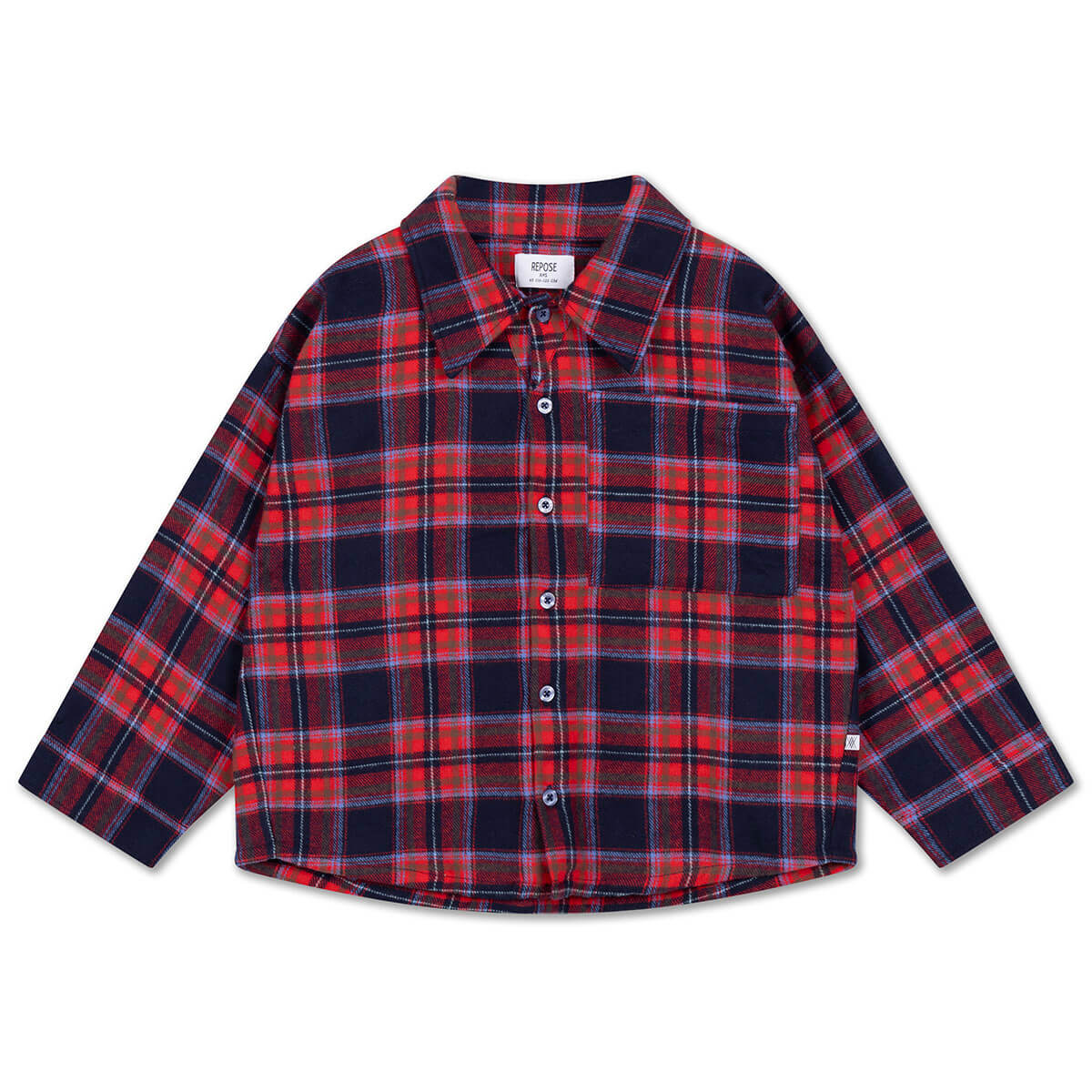 Button Down Shirt in Firecracker Horizon Check by Repose AMS