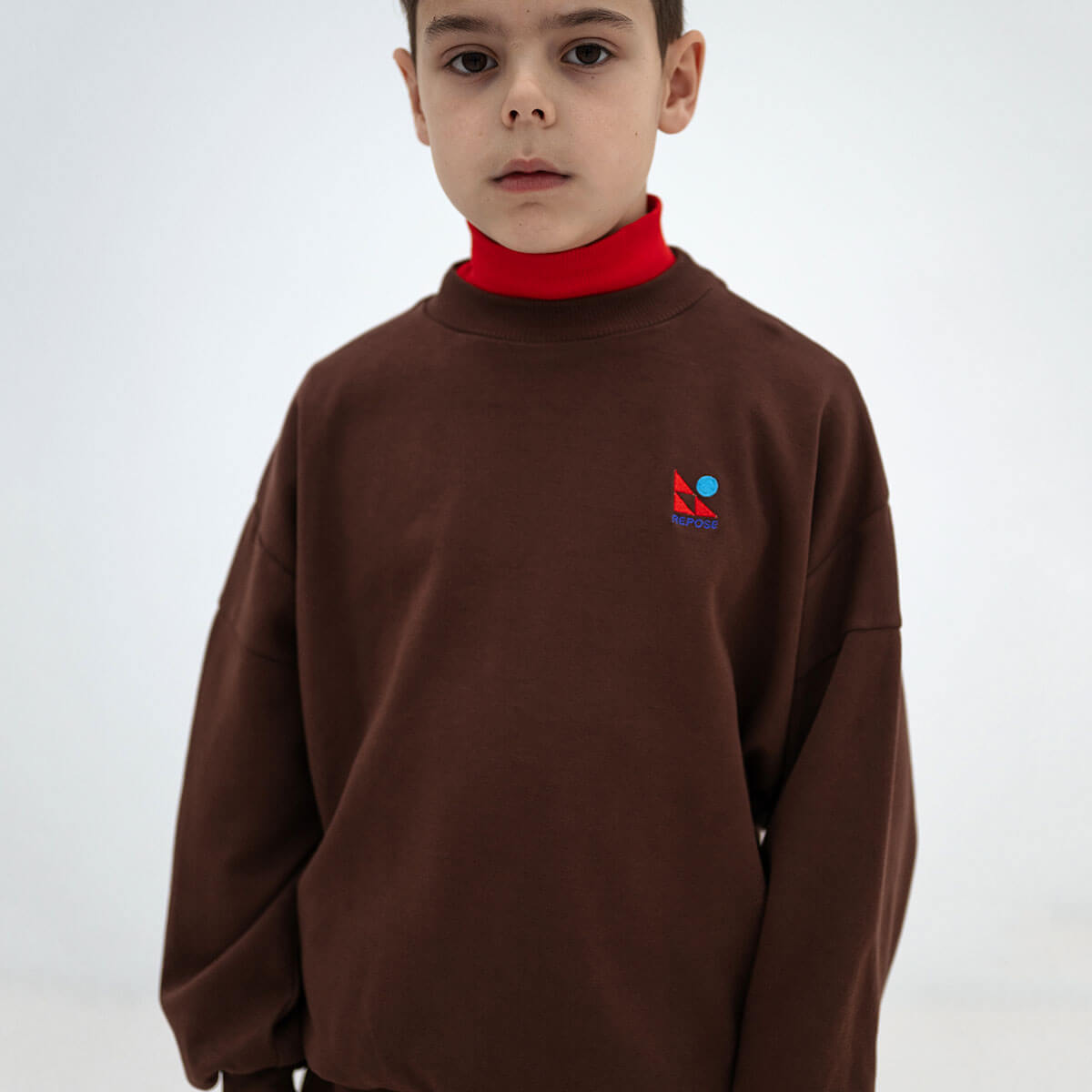 Crewneck Sweater in Pure Chocolate by Repose AMS