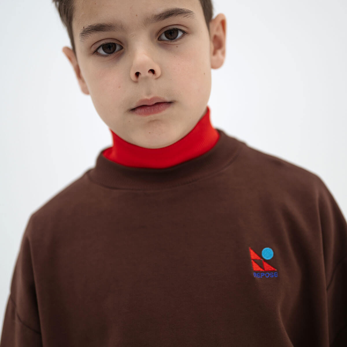 Crewneck Sweater in Pure Chocolate by Repose AMS