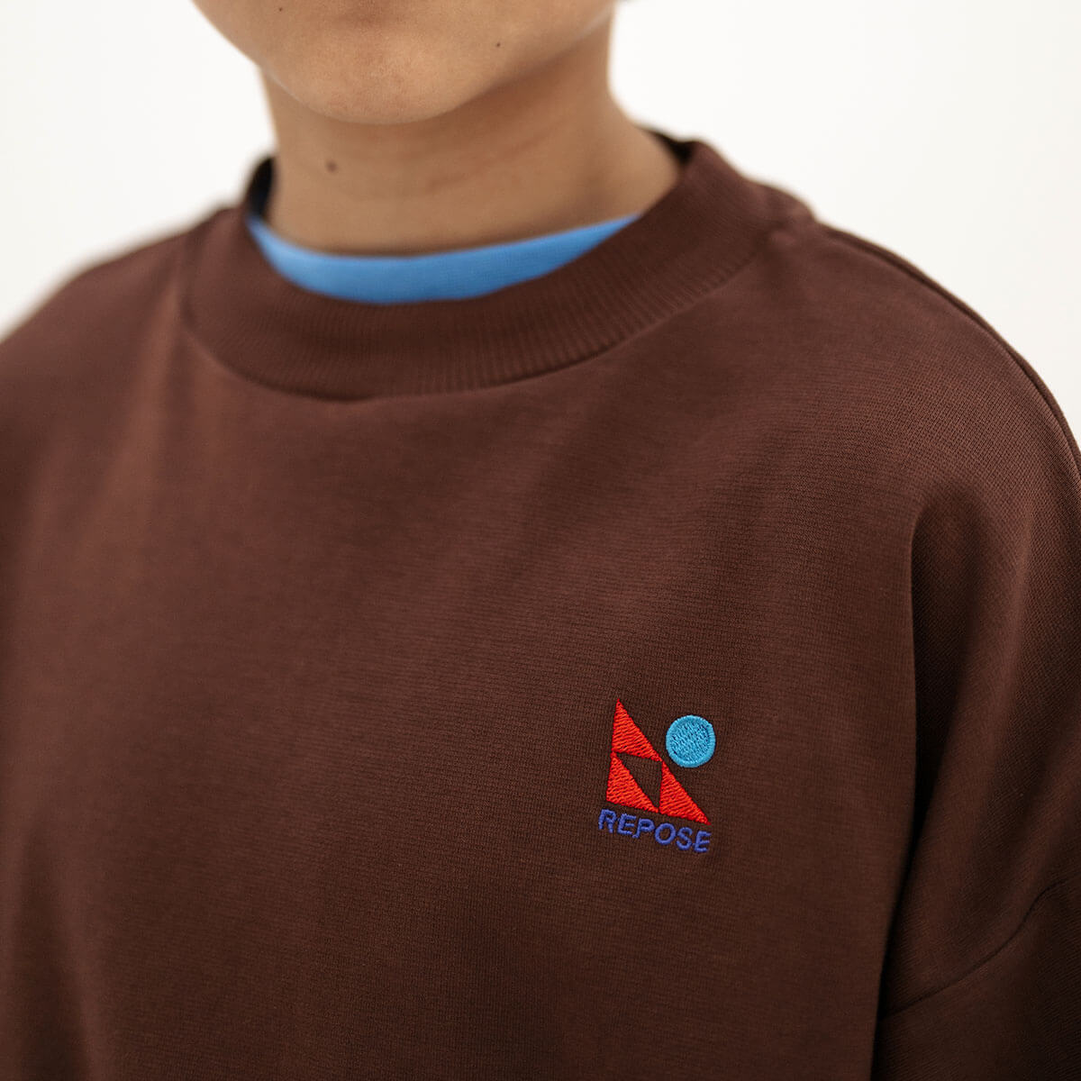 Crewneck Sweater in Pure Chocolate by Repose AMS
