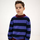 Knit Crew Sweater in Orchid Blue Block Stripe by Repose AMS