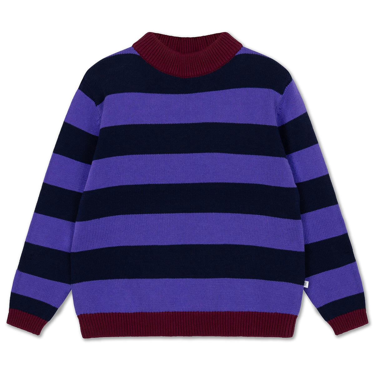 Knit Crew Sweater in Orchid Blue Block Stripe by Repose AMS