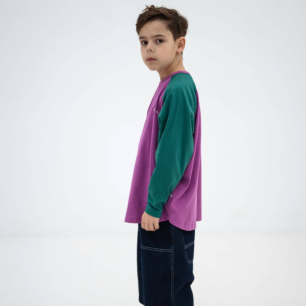Raglan Long Sleeve Tee in Colour Block by Repose AMS
