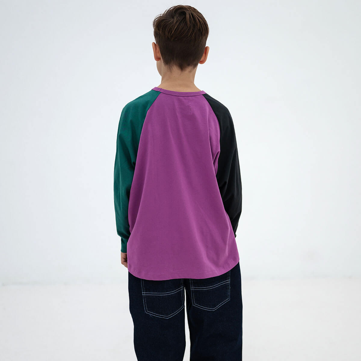 Raglan Long Sleeve Tee in Colour Block by Repose AMS