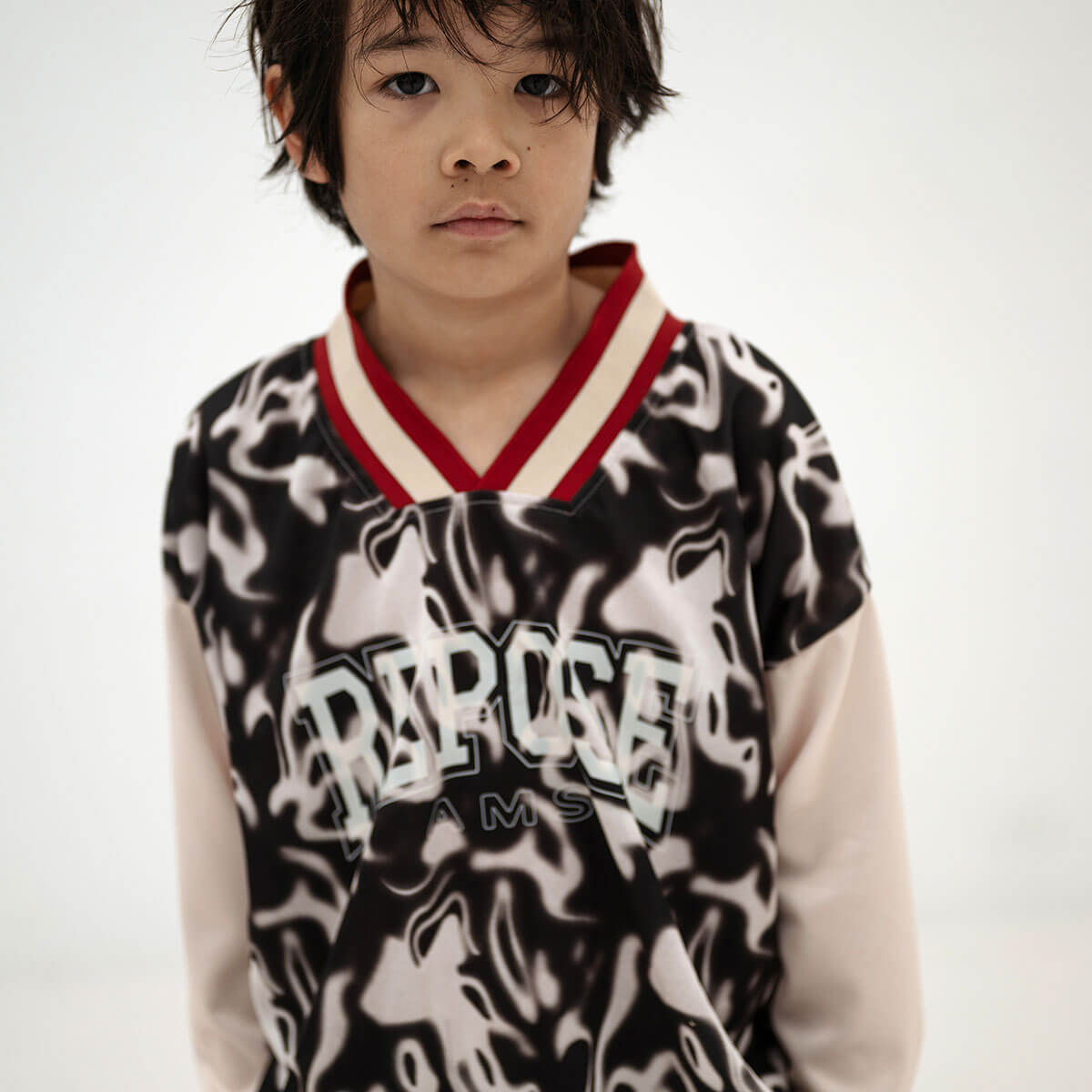 Soccer Tee in Liquid Marble Colour Block by Repose AMS