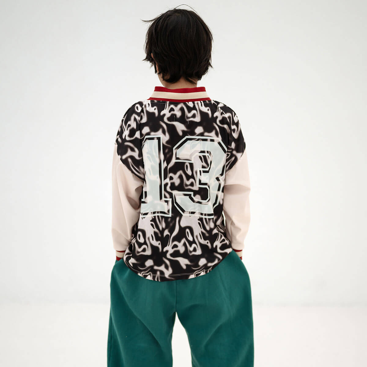 Soccer Tee in Liquid Marble Colour Block by Repose AMS