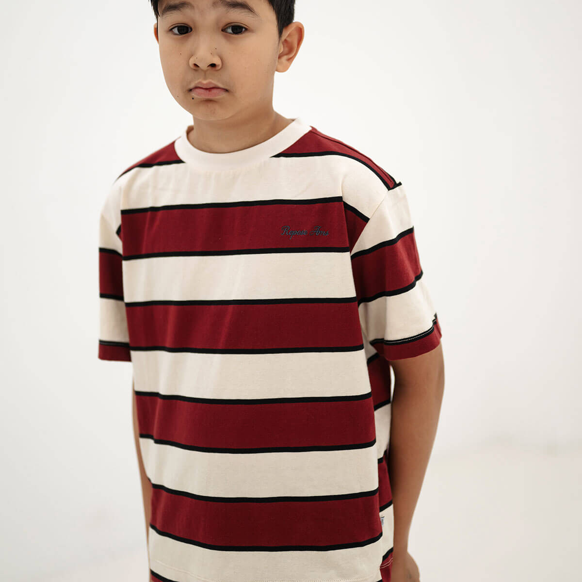 Tee Shirt in Mulberry Stripe by Repose AMS