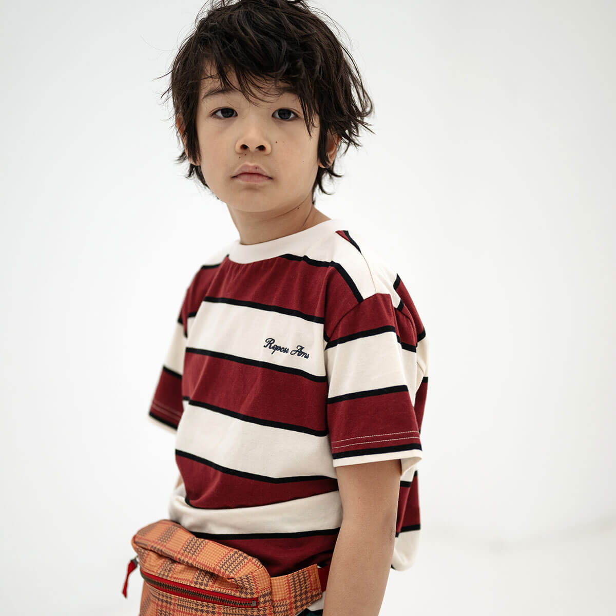 Tee Shirt in Mulberry Stripe by Repose AMS