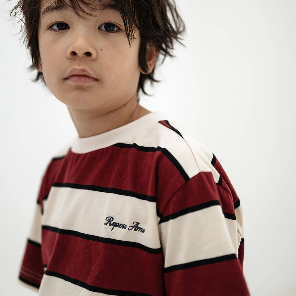 Tee Shirt in Mulberry Stripe by Repose AMS