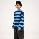 Wide Cut Long Tee in Horizon Dark Eclipse Block Stripe by Repose AMS