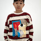 Wide Cut Long Tee in Mulberry Stripe by Repose AMS