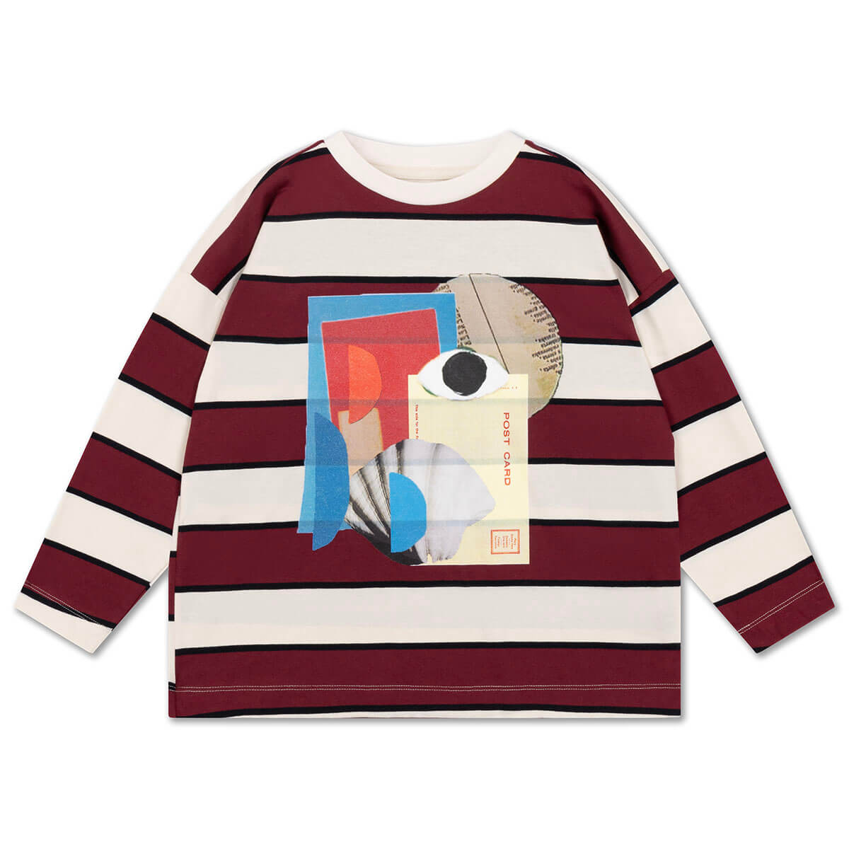 Wide Cut Long Tee in Mulberry Stripe by Repose AMS