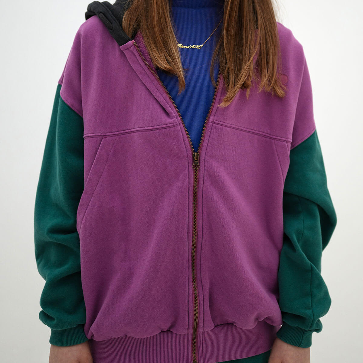 Zip Up Hoodie in Colour Block by Repose AMS