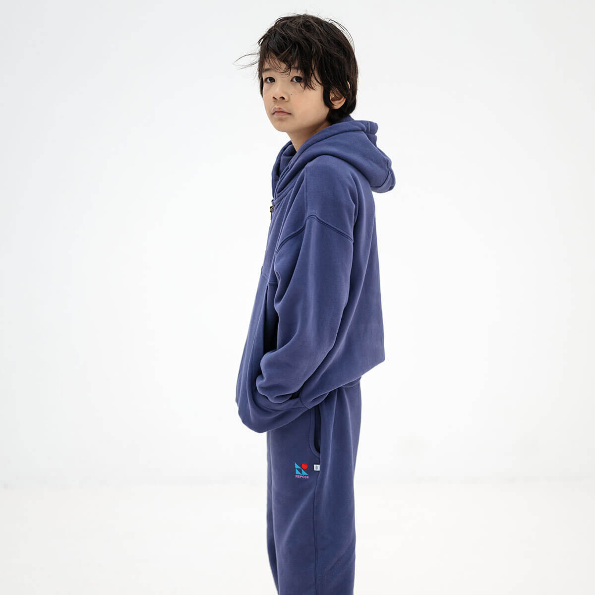 Zip Up Hoodie in Eclipse Blue by Repose AMS