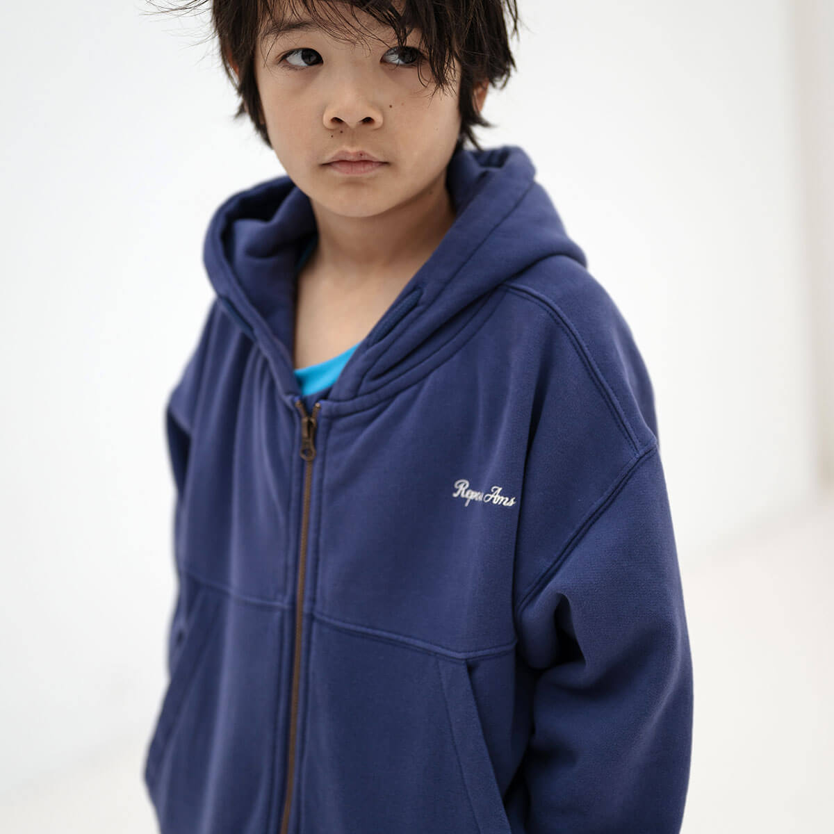 Zip Up Hoodie in Eclipse Blue by Repose AMS
