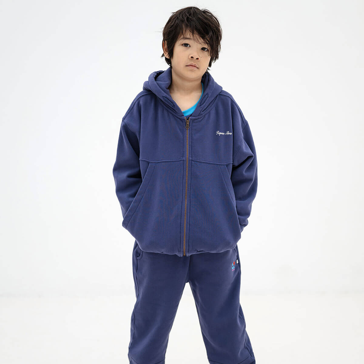 Zip Up Hoodie in Eclipse Blue by Repose AMS
