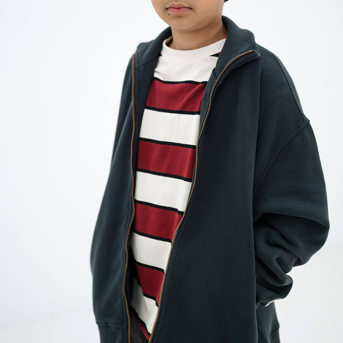 Zip Up Sweater in Moonless Night Black by Repose AMS