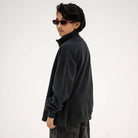 Zip Up Sweater in Moonless Night Black by Repose AMS