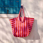Elisa Tote Bag in Orchid / Tomato Stripes by Rose in April