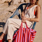 Elisa Tote Bag in Orchid / Tomato Stripes by Rose in April