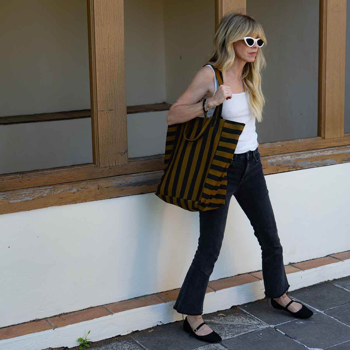 Elisabeth Tote Bag in Cumin / Black Stripes by Rose in April