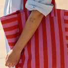 Elisabeth Tote Bag in Orchid / Tomato Stripes by Rose in April