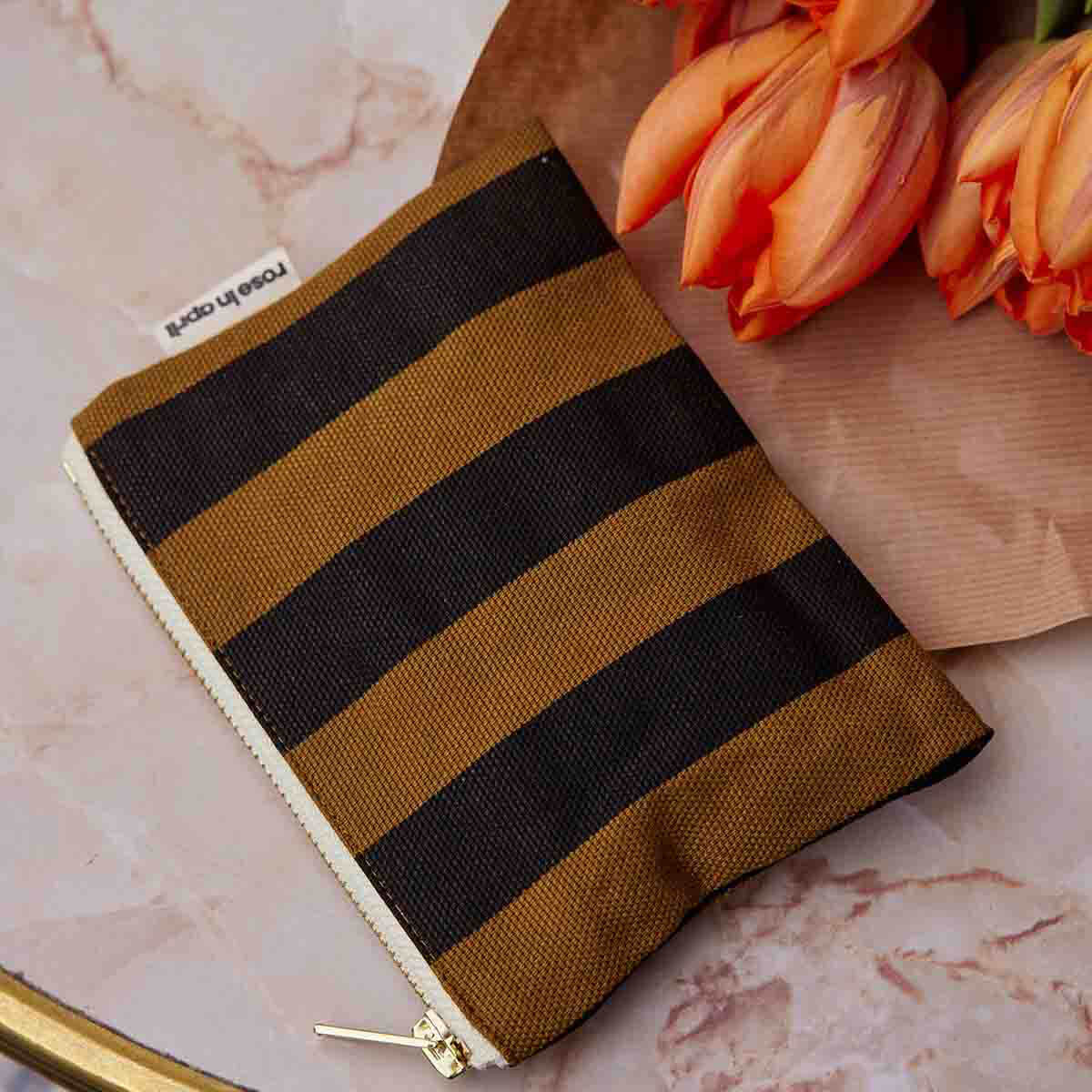 Marie Purse in Cumin / Black Stripes by Rose in April