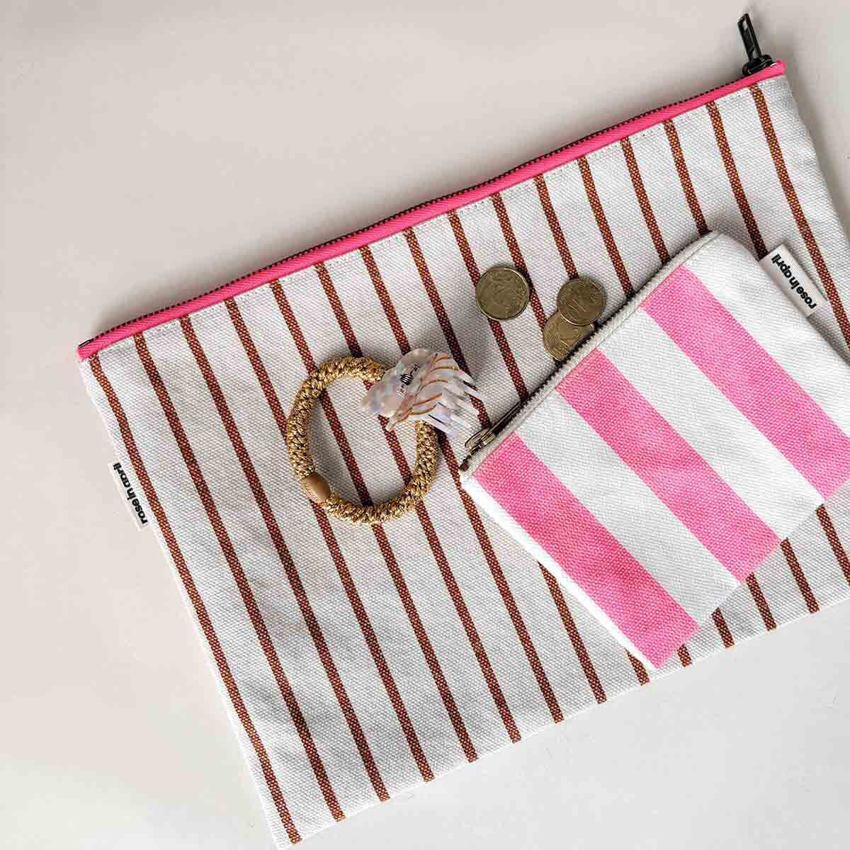 Marie Purse in Neon Pink Stripes by Rose in April