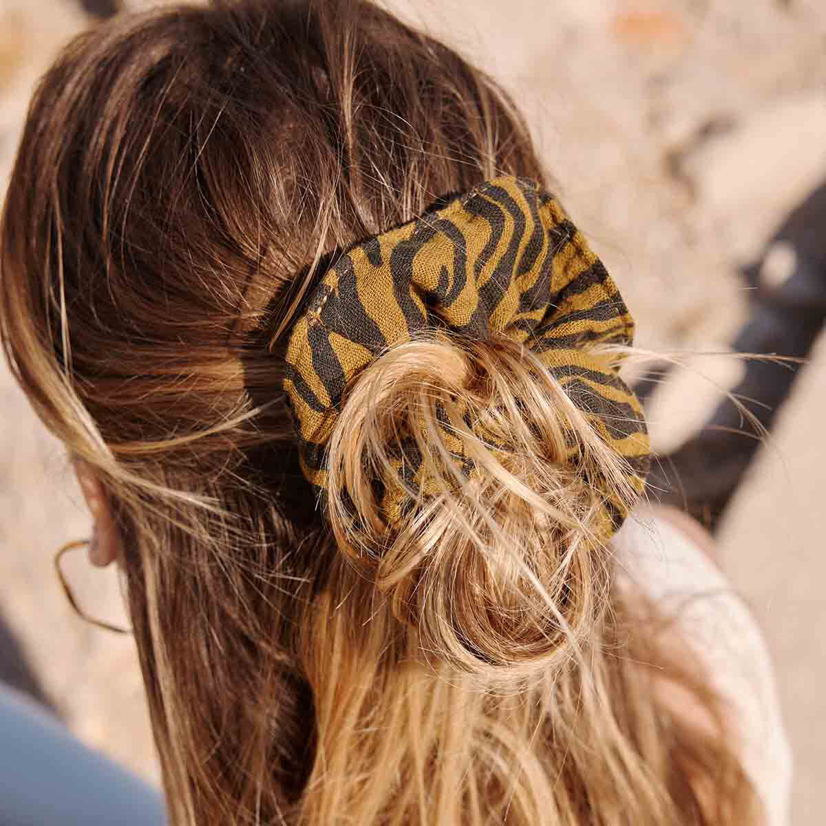 Zebra Scrunchie in Tapenade by Rose in April