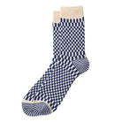 Checkerboard Pattern Crew Adult Socks in Blue by RoToTo