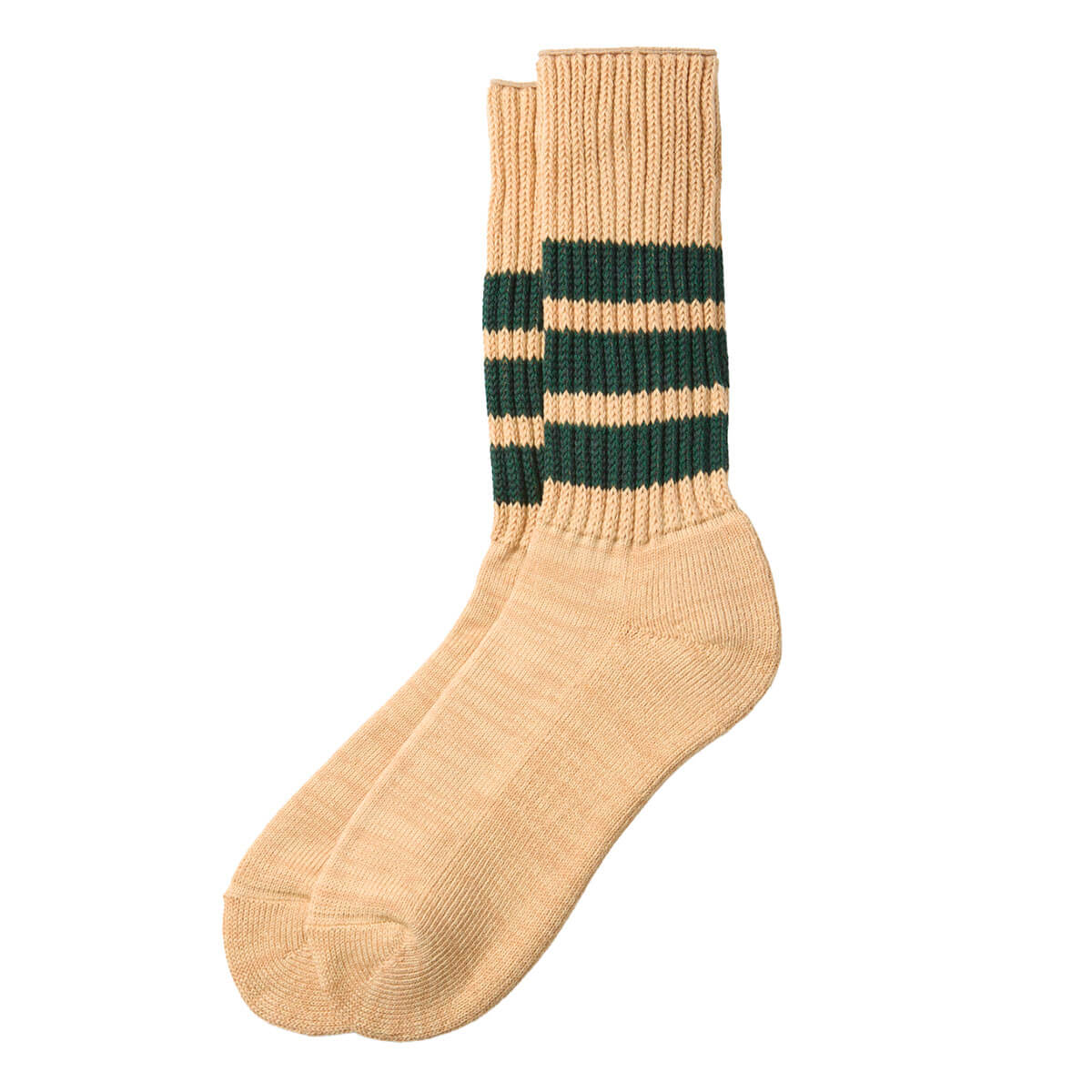 Coarse Ribbed Old School Adult Socks in Vintage Orange / Dark Green by RoToTo