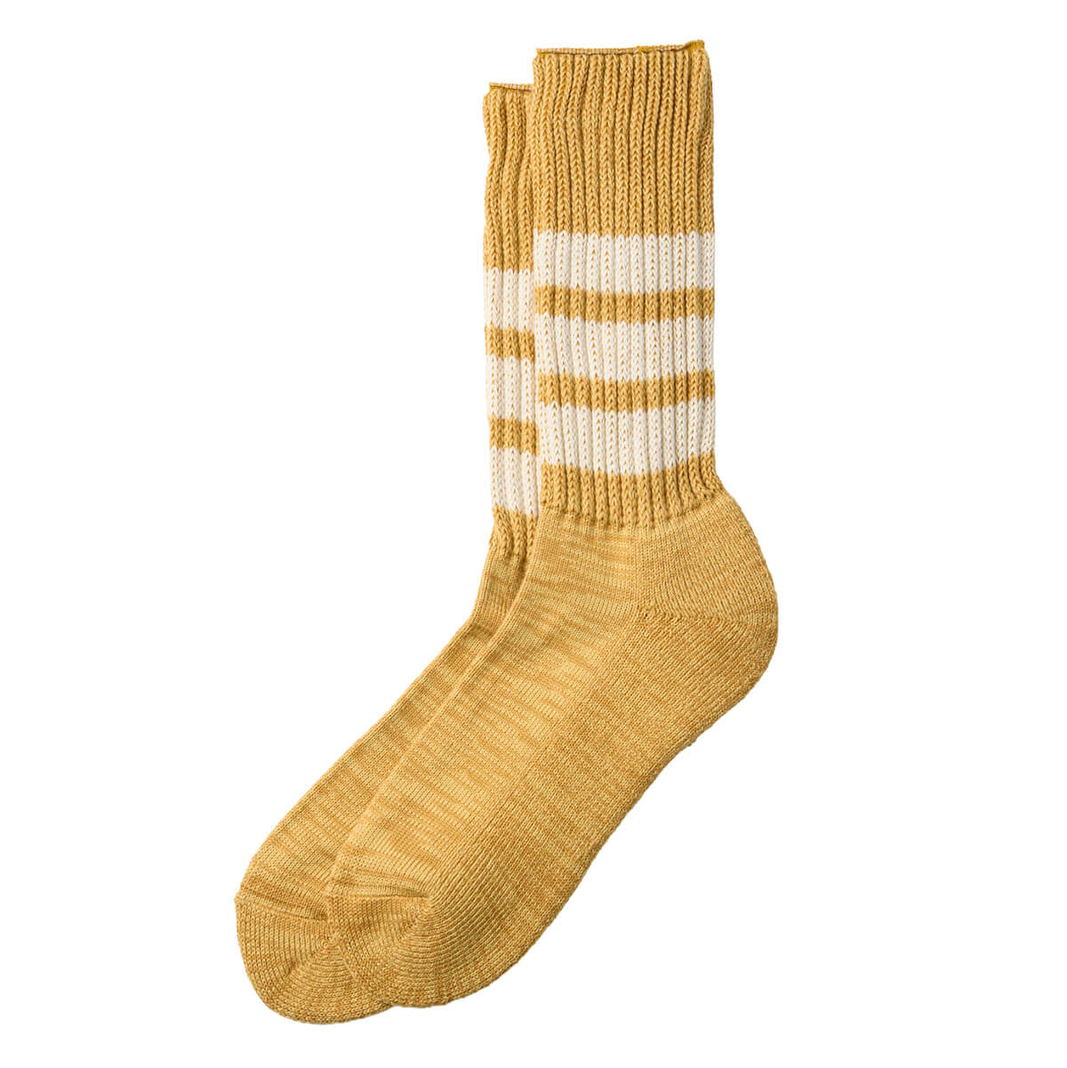 Coarse Ribbed Old School Adult Socks in Yellow / Ivory by RoToTo