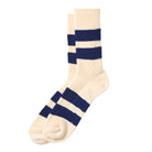 Recycled Cotton Stripe Adult Socks in Ecru / Blue by RoToTo