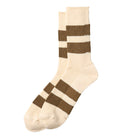 Recycled Cotton Stripe Adult Socks in Ecru / Moss Brown by RoToTo
