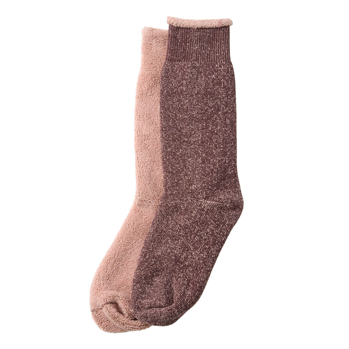Reversible Pile Adult Socks in Dark Brown / Pink Beige by RoToTo