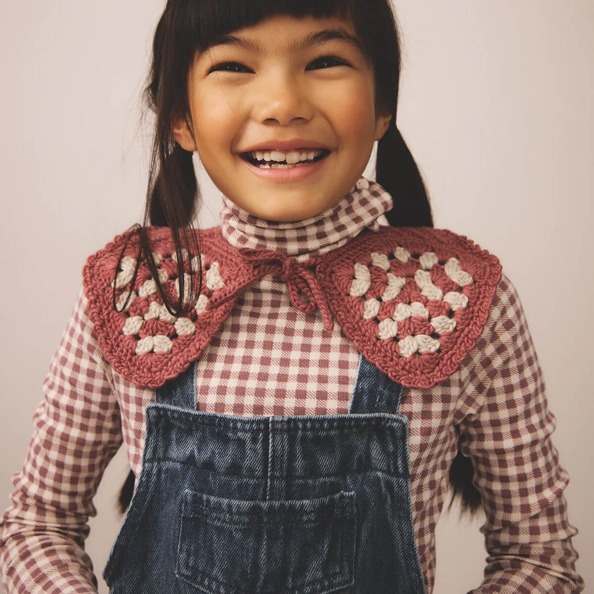 Snap Turtleneck in Gingham Cherry by Soor Ploom – Junior Edition