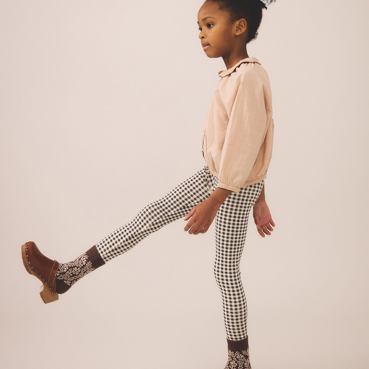 Stretch Legging in Gingham Shale by Soor Ploom – Junior Edition