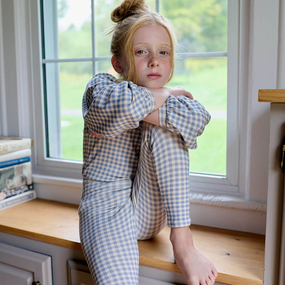 Balloon Tee in Gingham Print / Powder by Soor Ploom