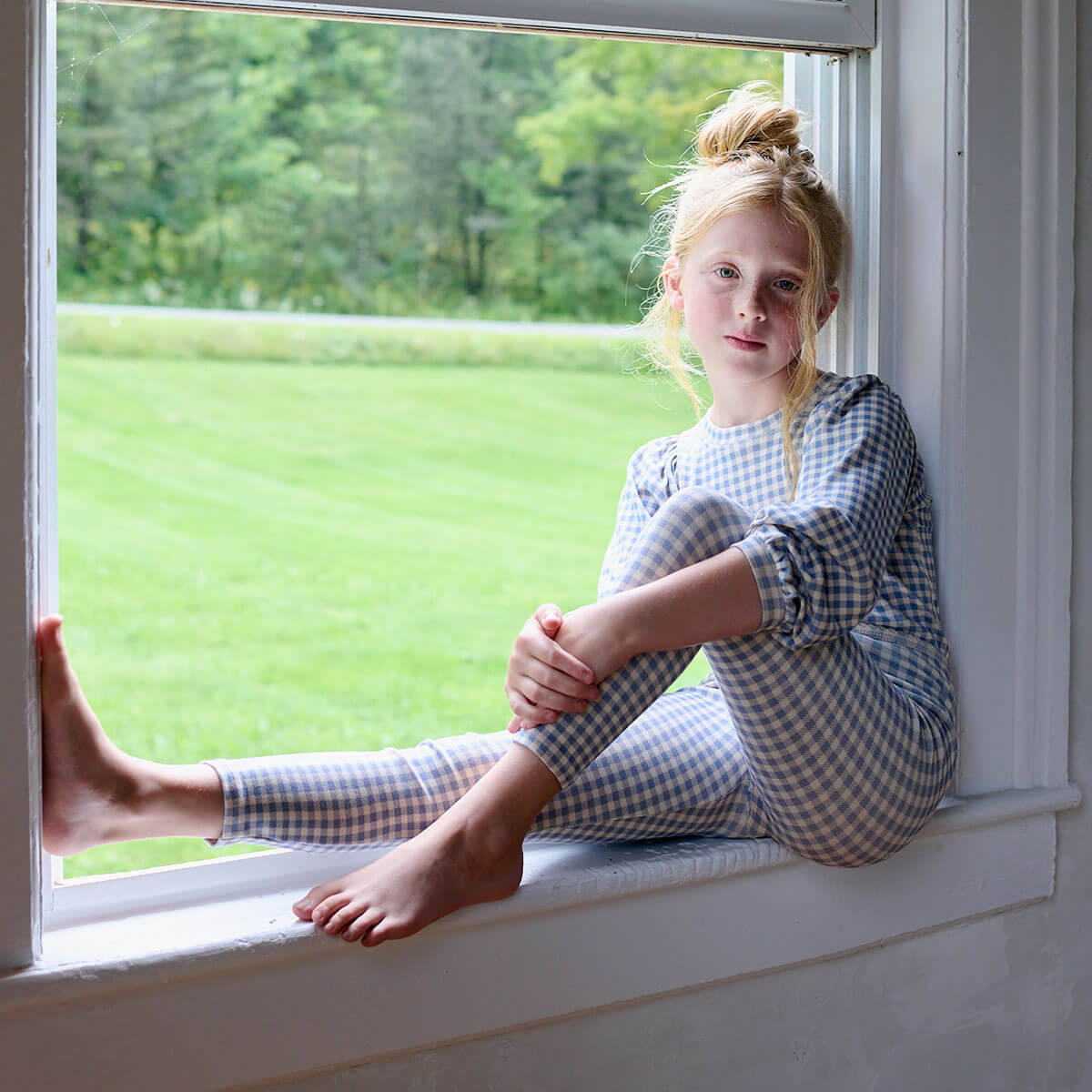 Balloon Tee in Gingham Print / Powder by Soor Ploom