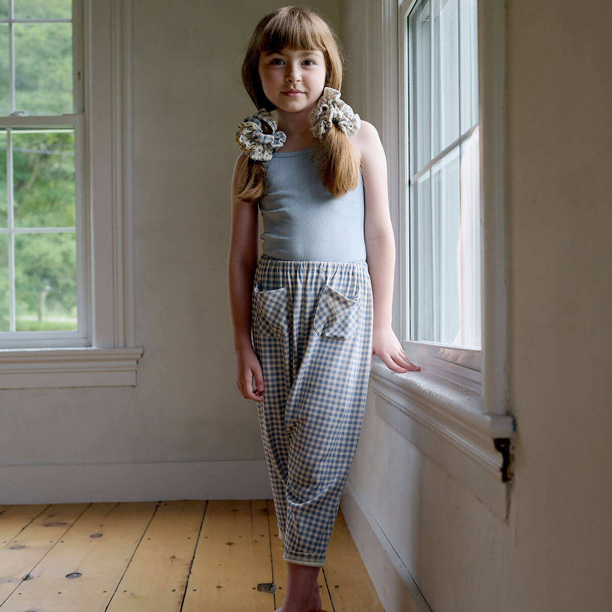 Harem Pants in Gingham Print / Powder by Soor Ploom