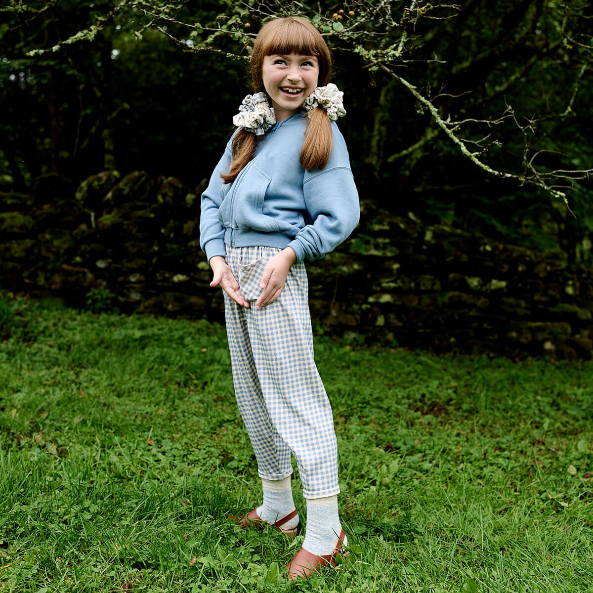Harem Pants in Gingham Print / Powder by Soor Ploom