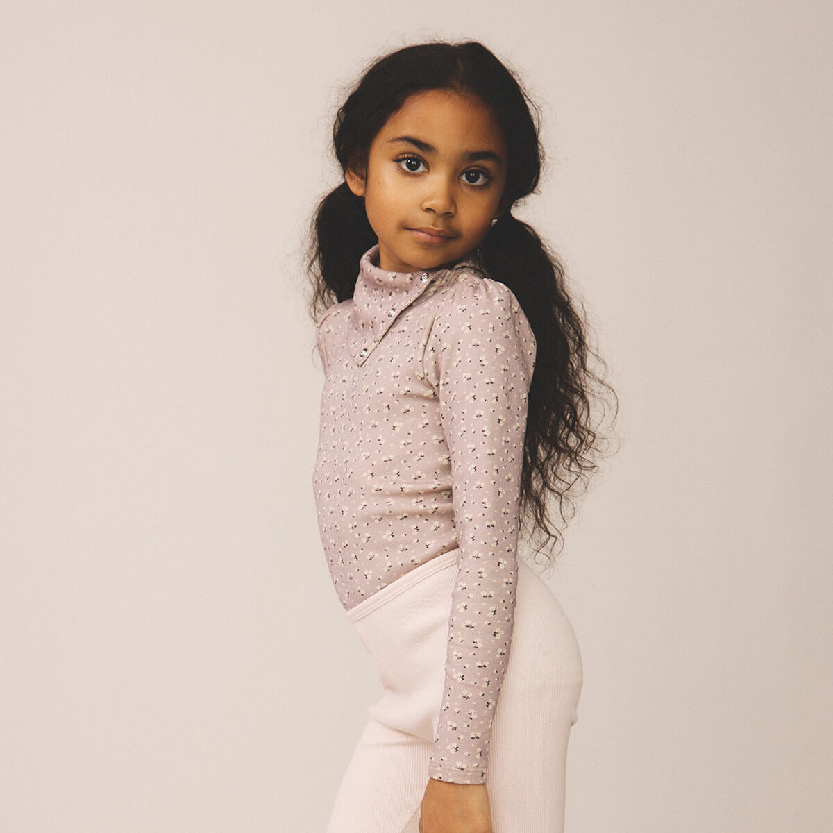 Pouf Turtleneck in Calico Print / Pigeon by Soor Ploom