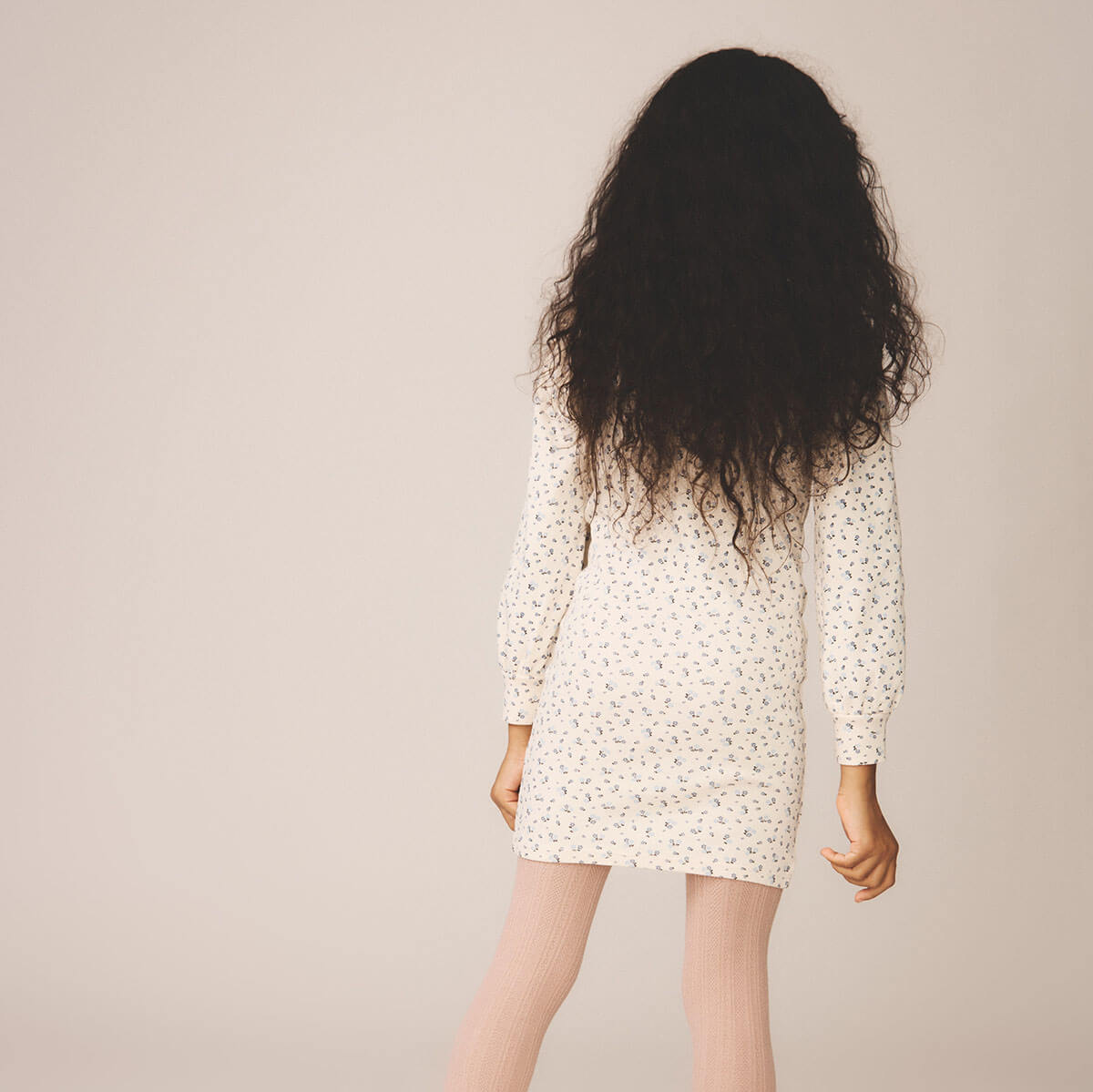Pouf Turtleneck Dress in Calico Print / Powder by Soor Ploom