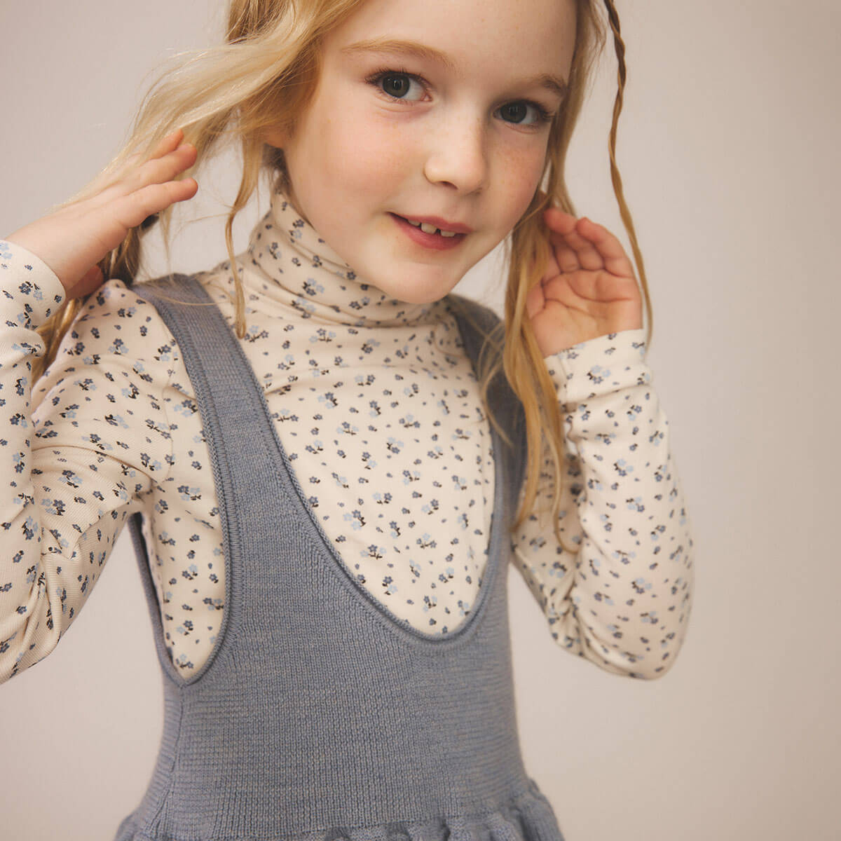 Snap Turtleneck in Calico Print / Powder by Soor Ploom