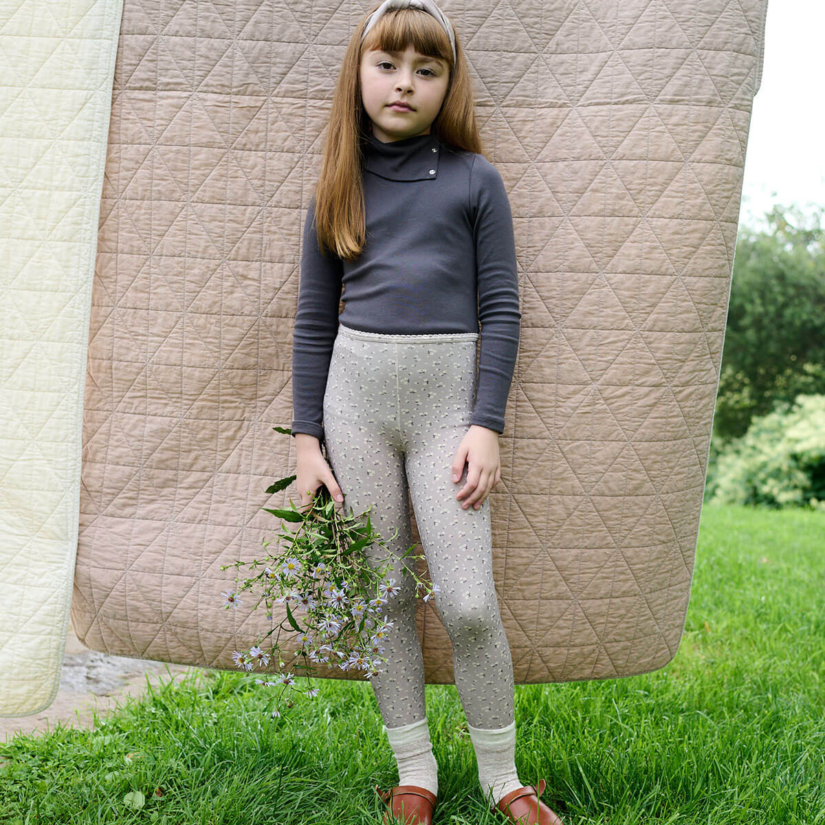 Stretch Legging in Calico Print / Pigeon by Soor Ploom