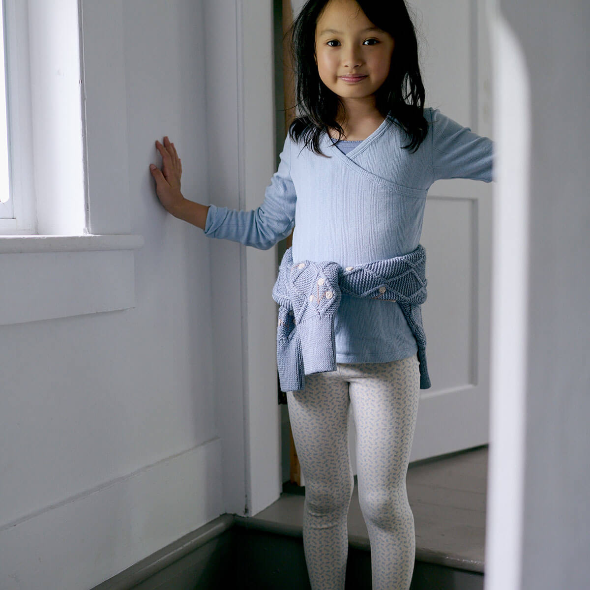 Crossover Tee in Talc Pointelle by Soor Ploom