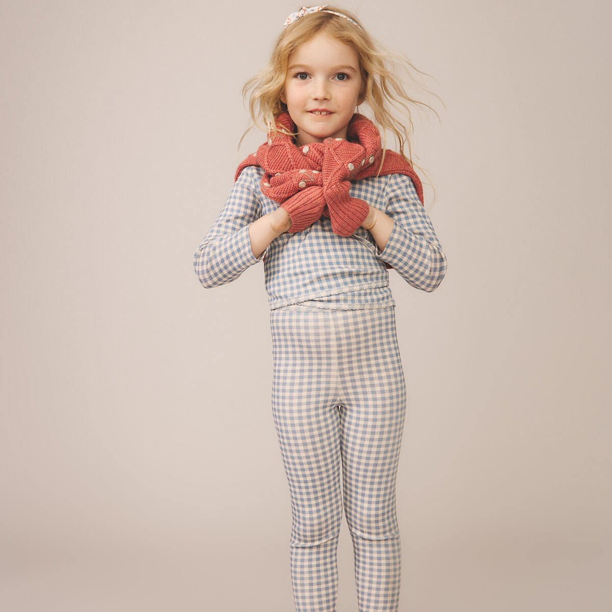 Wrap Tee in Gingham Print / Powder by Soor Ploom