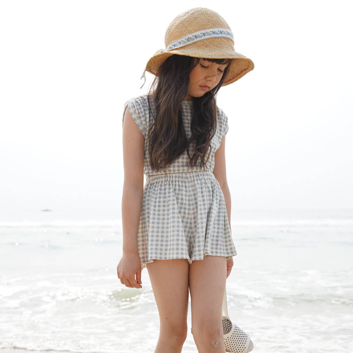Block Skort in Gingham Print Azul by Soor Ploom – Junior Edition